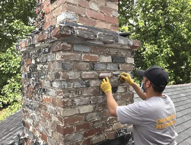 In-progress chimney restoration by Barrington Chimney Sweep in Barrington, RI