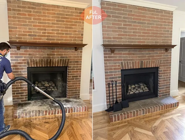 Barrington Chimney Sweep carefully sanitizing a fireplace in Barrington, RI