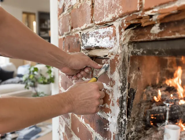 Routine fireplace repair by Barrington Chimney Sweep in Barrington, RI