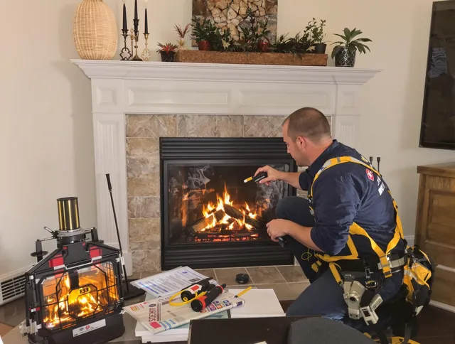 Safety-focused fireplace inspection by Barrington Chimney Sweep in Barrington, RI